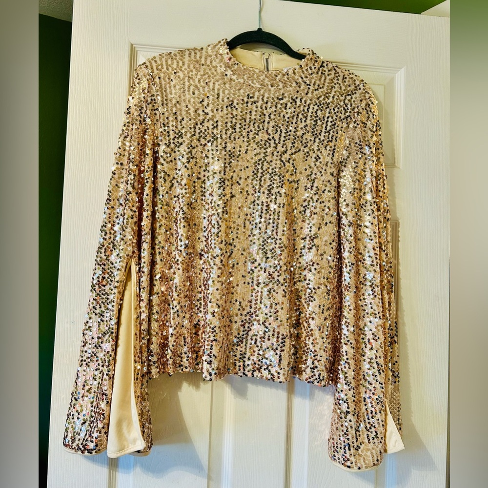 VENUS Gold Sequin Women's Blouse